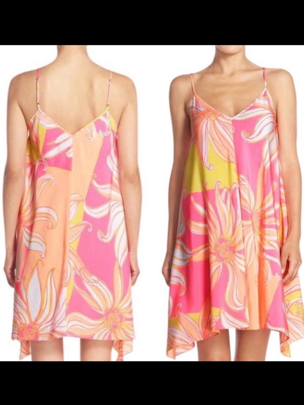 Lilly Pulitzer Clara Trapeze Slip Silk Dress Just A Splash Orange Pink Womens XS